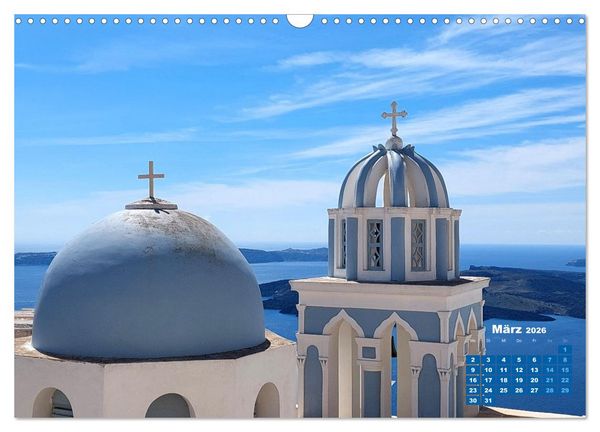 Produktbild: SANTORIN &ndash; Die atemberaubende Sch&ouml;nheit der magischen Insel (Wandkalender 2026 DIN A3 quer), CALVENDO Monatskalender