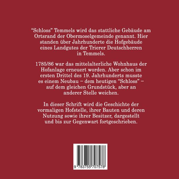 Produktbild: Zur Geschichte des "Schlosses" Temmels