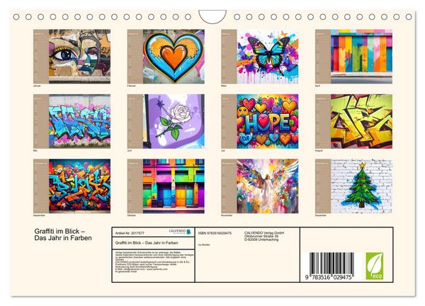 Produktbild: Graffiti im Blick &ndash; Das Jahr in Farben (Wandkalender 2026 DIN A4 quer), CALVENDO Monatskalender
