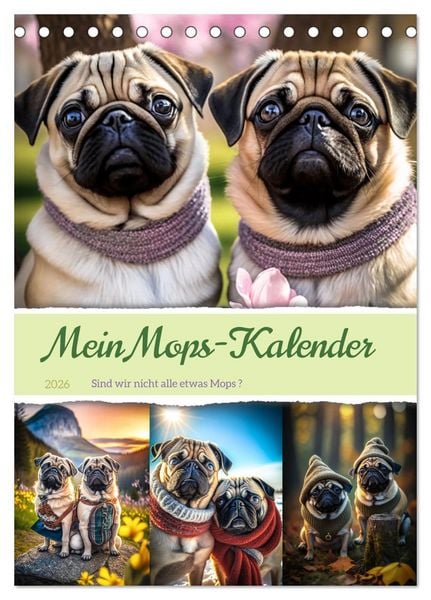Produktbild: Mein Mops-Kalender (Tischkalender 2026 DIN A5 hoch), CALVENDO Monatskalender