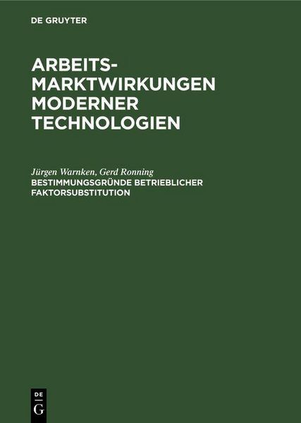 Produktbild: Bestimmungsgr&uuml;nde betrieblicher Faktorsubstitution