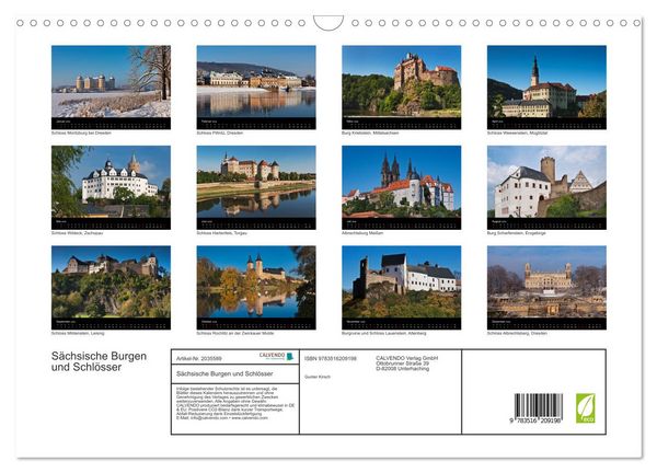 Produktbild: S&auml;chsische Burgen und Schl&ouml;sser (Wandkalender 2026 DIN A3 quer), CALVENDO Monatskalender