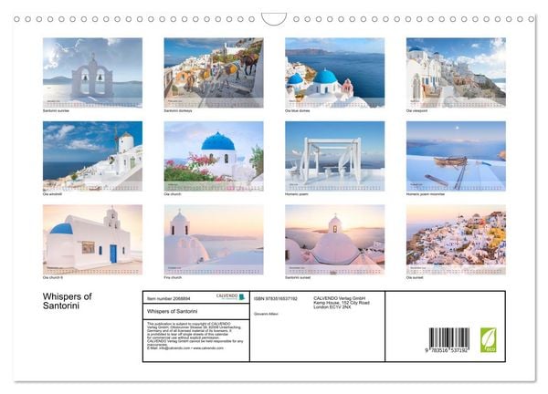 Produktbild: Whispers of Santorini (Wall Calendar 2026 DIN A3 landscape), CALVENDO 12 Month Wall Calendar