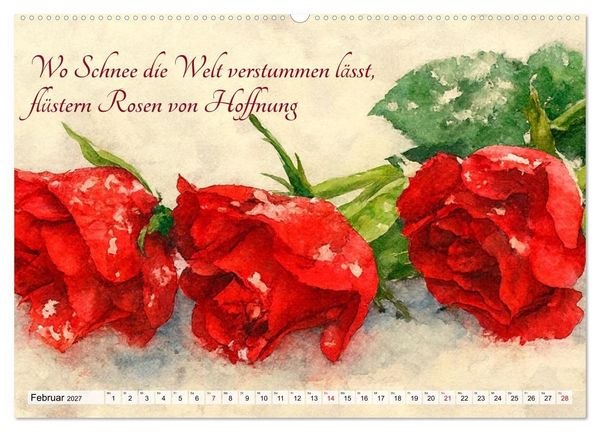 Produktbild: Rosentr&auml;ume im Aquarellstil (Wandkalender 2027 DIN A2 quer), CALVENDO Monatskalender