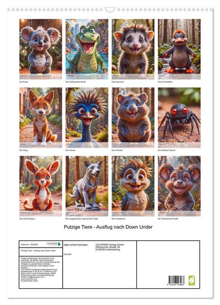 Produktbild: Putzige Tiere - Ausflug nach Down Under (Wandkalender 2026 DIN A2 hoch), CALVENDO Monatskalender