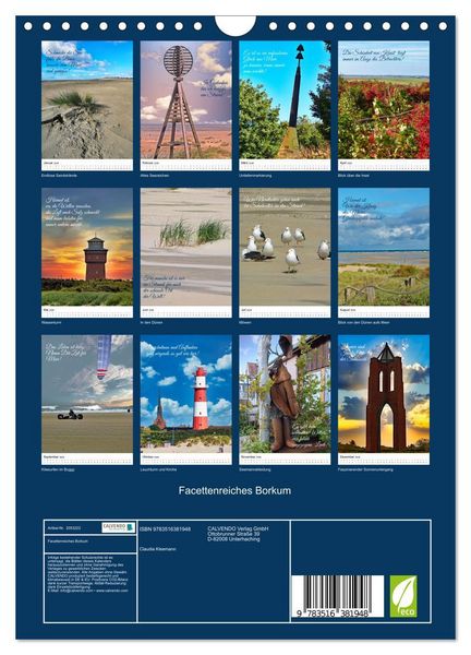 Produktbild: Facettenreiches Borkum (Wandkalender 2026 DIN A4 hoch), CALVENDO Monatskalender
