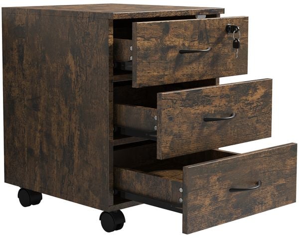 Produktbild: Holz Rollcontainer B&uuml;rom&ouml;bel 3 Schubladen Baula L
