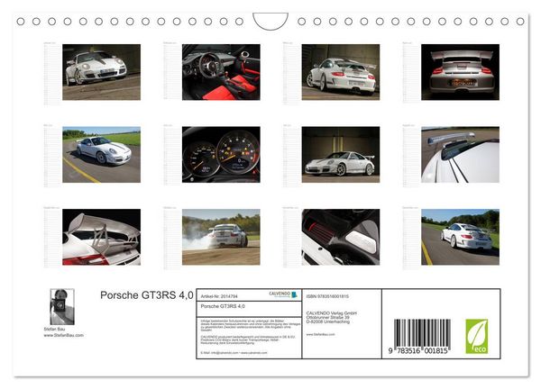 Produktbild: Porsche GT3RS 4,0 (Wandkalender 2026 DIN A4 quer), CALVENDO Monatskalender
