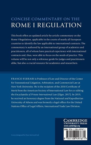 Produktbild: Concise Commentary on the Rome I Regulation