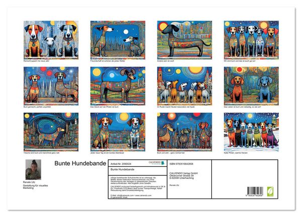 Produktbild: Bunte Hundebande (Wandkalender 2026 DIN A2 quer), CALVENDO Monatskalender