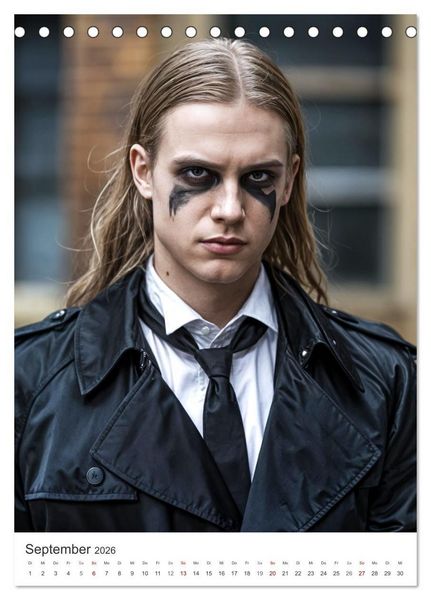 Produktbild: Schatten und Stil - KI M&auml;nner im Gothic Stil (Tischkalender 2026 DIN A5 hoch), CALVENDO Monatskalender