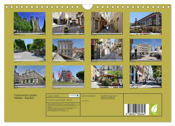 Produktbild: Frankreichs gro&szlig;e St&auml;dte - B&eacute;ziers (Wandkalender 2026 DIN A4 quer), CALVENDO Monatskalender