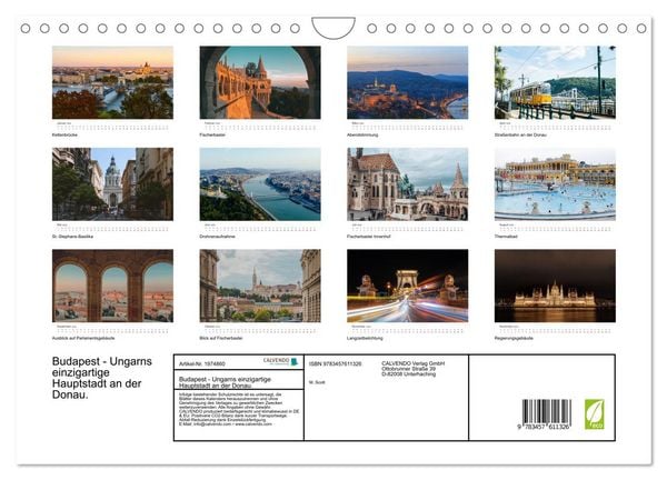 Produktbild: Budapest - Ungarns einzigartige Hauptstadt an der Donau. (Wandkalender 2026 DIN A4 quer), CALVENDO Monatskalender