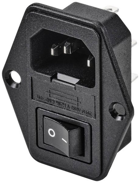 Produktbild: TRU COMPONENTS TC-10088400 Kaltger&auml;te-Steckverbinder C14 Stecker, Einbau vertikal Gesamtpolzahl: 3 10 A Schwarz 1 St.