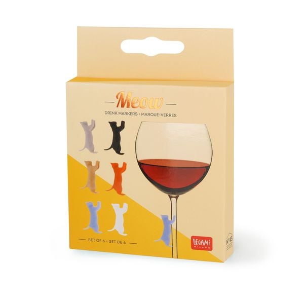 Produktbild: Legami 6er Set Glasmarker - Meow