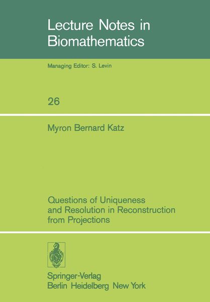 Produktbild: Questions of Uniqueness and Resolution in Reconstruction from Projections