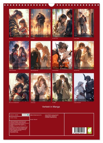 Produktbild: Verliebt in Manga (Wandkalender 2026 DIN A3 hoch), CALVENDO Monatskalender