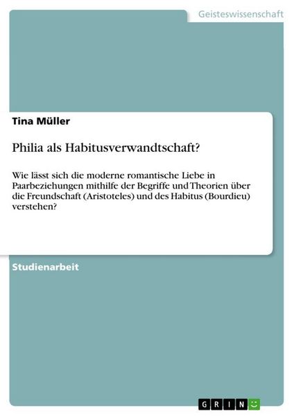 Produktbild: Philia als Habitusverwandtschaft?
