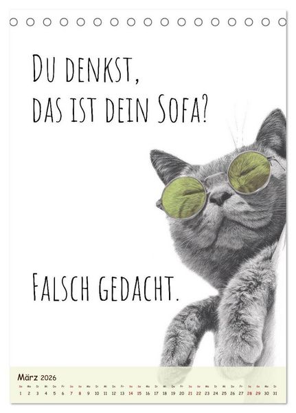 Produktbild: Katzenkult - Coolness auf vier Pfoten (Tischkalender 2026 DIN A5 hoch), CALVENDO Monatskalender