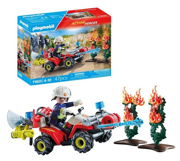 Produktbild: PLAYMOBIL 71825 Feuerwehr Quad l&ouml;scht Heckenbrand