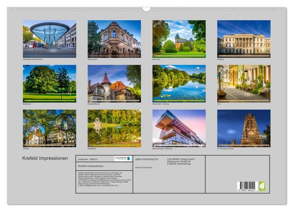 Produktbild: Krefeld Impressionen (Wandkalender 2026 DIN A2 quer), CALVENDO Monatskalender