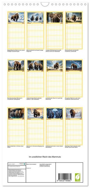 Produktbild: Familienplaner 2026 - Im urzeitlichen Reich des Mammuts mit 5 Spalten (Wandkalender, 21 x 45 cm) CALVENDO
