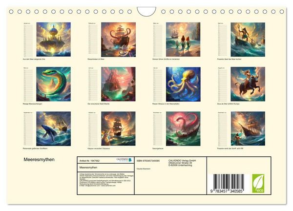 Produktbild: Meeresmythen (Wandkalender 2026 DIN A4 quer), CALVENDO Monatskalender