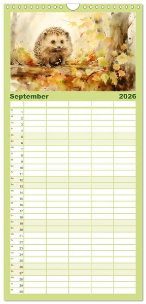 Produktbild: Familienplaner 2026 - Zw&ouml;lf Monate im Wald mit 5 Spalten (Wandkalender, 21 x 45 cm) CALVENDO