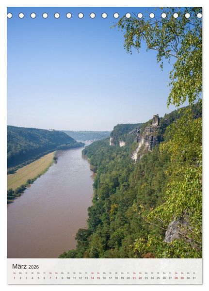 Produktbild: Bastei und Lilienstein - Unterwegs an zwei m&auml;rchenhaften Orten in der S&auml;chsischen Schweiz (Tischkalender 2026 DIN A5 hoch), CALVENDO Monatskalender