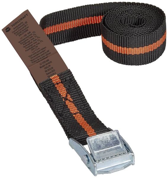 Produktbild: TOOLCRAFT TO-6811758 Klemmgurt Zugkraft LC Niederzurren (einzeln/direkt)=125 daN (L x B) 1.5 m x 25 mm Klemmschloss EN 12195-2