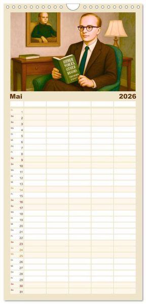 Produktbild: Familienplaner 2026 - Truman Capote mit 5 Spalten (Wandkalender, 21 x 45 cm) CALVENDO