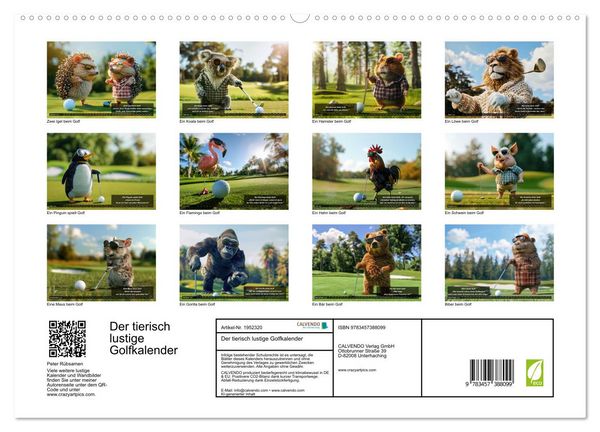 Produktbild: Der tierisch lustige Golfkalender (hochwertiger Premium Wandkalender 2026 DIN A2 quer), Kunstdruck in Hochglanz