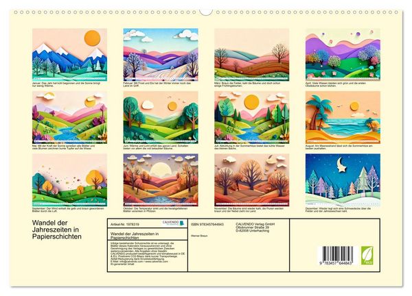 Produktbild: Wandel der Jahreszeiten in Papierschichten (hochwertiger Premium Wandkalender 2026 DIN A2 quer), Kunstdruck in Hochglanz