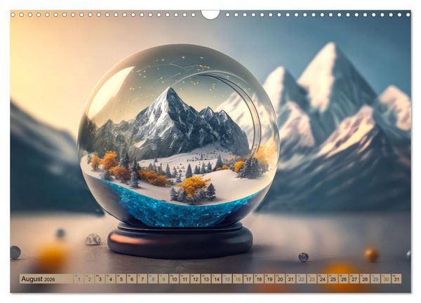 Produktbild: Miniaturwelt in der Glaskugel (Wandkalender 2026 DIN A3 quer), CALVENDO Monatskalender