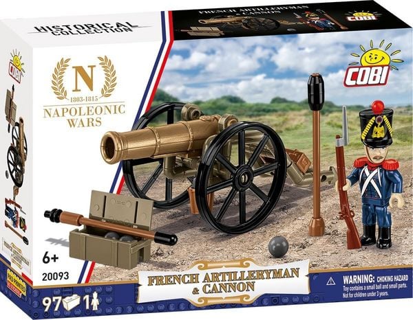 COBI Napoleonic Wars 20093 - French Artilleryman Cannon, Bauset, 97+1 Klemmbausteine