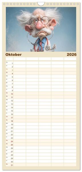 Produktbild: Familienplaner 2026 - Arbeiten bis der Rollator funkt! mit 5 Spalten (Wandkalender, 21 x 45 cm) CALVENDO