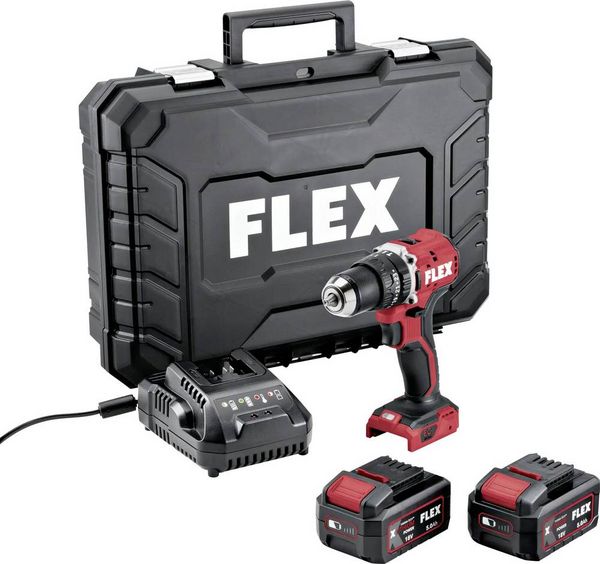 Produktbild: Flex 534914 Akku-Schlagbohrschrauber 65 Nm (hart), 35 Nm (weich) 18 V Anzahl mitgelieferte Akkus 2 5 Ah Li-Ion