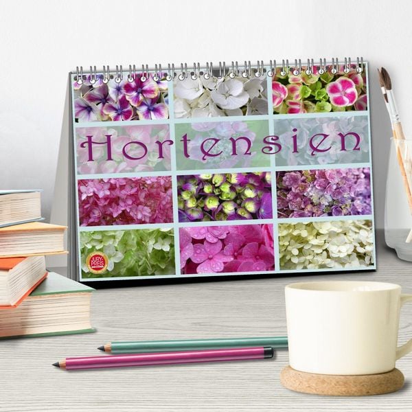 Produktbild: Hortensien / Geburtstagskalender (Tischkalender 2026 DIN A5 quer), CALVENDO Monatskalender
