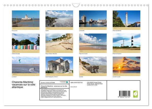 Produktbild: Charente-Maritime vacances sur la c&ocirc;te atlantique (Calendrier mural 2026 DIN A3 vertical), CALVENDO calendrier mensuel