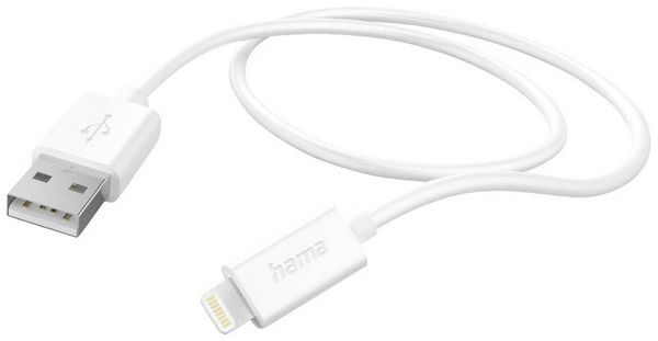 Hama USB-Ladekabel USB 2.0 Apple Lightning Stecker, USB-A Stecker 1.00m Weiß 00201579