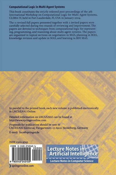 Produktbild: Computational Logic in Multi-Agent Systems