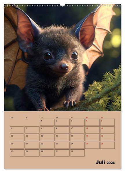Produktbild: Tierkinder im Zauberwald (hochwertiger Premium Wandkalender 2026 DIN A2 hoch), Kunstdruck in Hochglanz