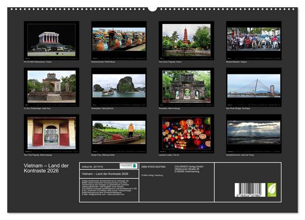 Produktbild: Vietnam &ndash; Land der Kontraste 2026 (hochwertiger Premium Wandkalender 2026 DIN A2 quer), Kunstdruck in Hochglanz