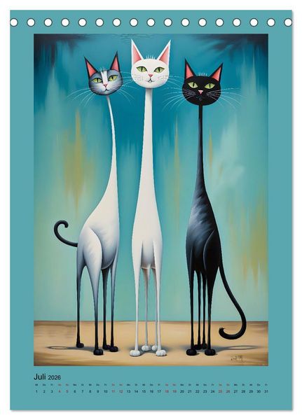 Produktbild: Buntes Katzenvolk (Tischkalender 2026 DIN A5 hoch), CALVENDO Monatskalender