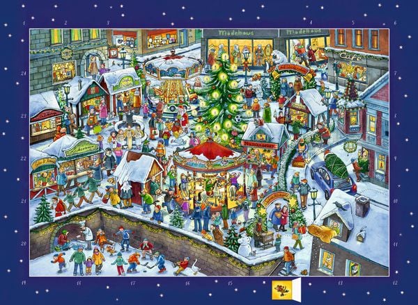 Produktbild: Wand-Adventskalender &ndash; Wimmeliger Weihnachtsmarkt