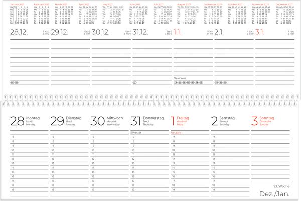 Produktbild: Tischquerkalender 1W/2S BlauerEngel 2027