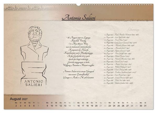 Produktbild: Von Mozart bis Beethoven (hochwertiger Premium Wandkalender 2027 DIN A2 quer), Kunstdruck in Hochglanz