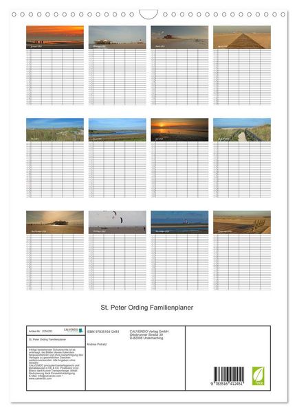 Produktbild: St. Peter Ording Familienplaner (Wandkalender 2026 DIN A3 hoch), CALVENDO Monatskalender