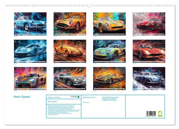 Produktbild: Neon Speed (Wandkalender 2026 DIN A2 quer), CALVENDO Monatskalender