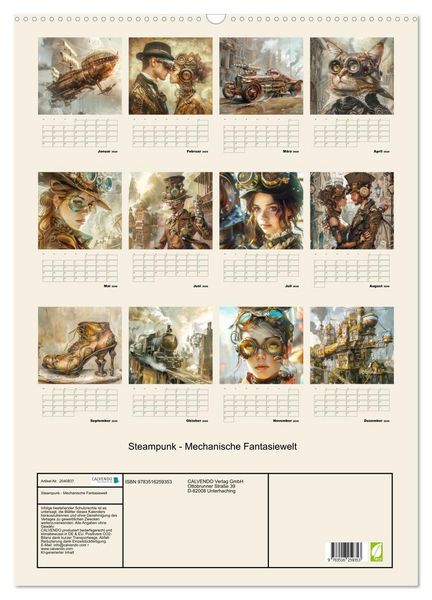 Produktbild: Steampunk - Mechanische Fantasiewelt (Wandkalender 2026 DIN A2 hoch), CALVENDO Monatskalender